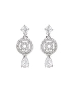 Jewels Nest Silver-Plated And Crystal Drop Necklace Set With Matching Earrings
