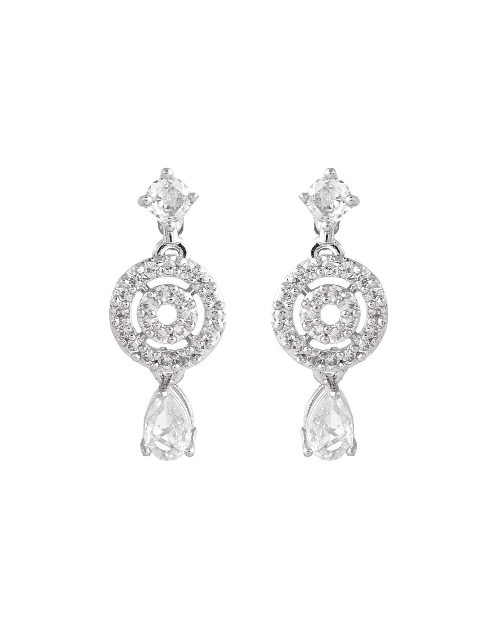 Jewels Nest Silver-Plated And Crystal Drop Necklace Set With Matching Earrings