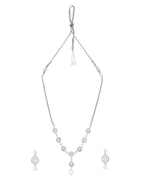Jewels Nest Silver-Plated And Crystal Drop Necklace Set With Matching Earrings