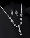Jewels Nest Silver-Plated And Crystal Drop Necklace Set With Matching Earrings