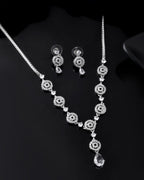 Jewels Nest Silver-Plated And Crystal Drop Necklace Set With Matching Earrings