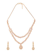 Jewels Nest Elegant Gold-Plated Teardrop Cz Necklace Set With Matching Earrings For Women