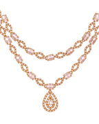 Jewels Nest Elegant Gold-Plated Teardrop Cz Necklace Set With Matching Earrings For Women