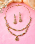 Jewels Nest Elegant Gold-Plated Teardrop Cz Necklace Set With Matching Earrings For Women