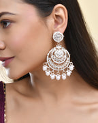 Jewels Nest Silver-Plated Grand Chandbali Earrings with Pearl and Kundan Work - Distacart