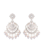 Jewels Nest Silver-Plated Grand Chandbali Earrings with Pearl and Kundan Work - Distacart
