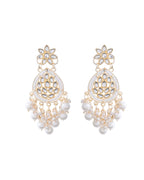 Jewels Nest Pearl-Embellished Kundan Teardrop Earrings with Floral Detailing - Distacart