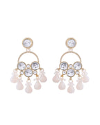 Jewels Nest Gold-Polished Hoop Earrings with Kundan and Pearl Hangings - Distacart