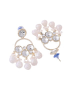 Jewels Nest Gold-Polished Hoop Earrings with Kundan and Pearl Hangings - Distacart