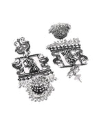 Jewels Nest Antique Silver Temple Jhumka Earrings with Intricate Detailing - Distacart