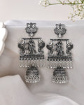 Jewels Nest Antique Silver Temple Jhumka Earrings with Intricate Detailing - Distacart