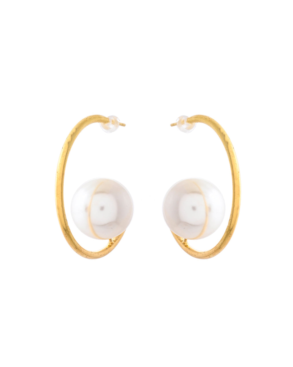 Jewels Nest Golden Halo Pearl Hoops - Distacart