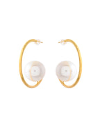Jewels Nest Golden Halo Pearl Hoops - Distacart