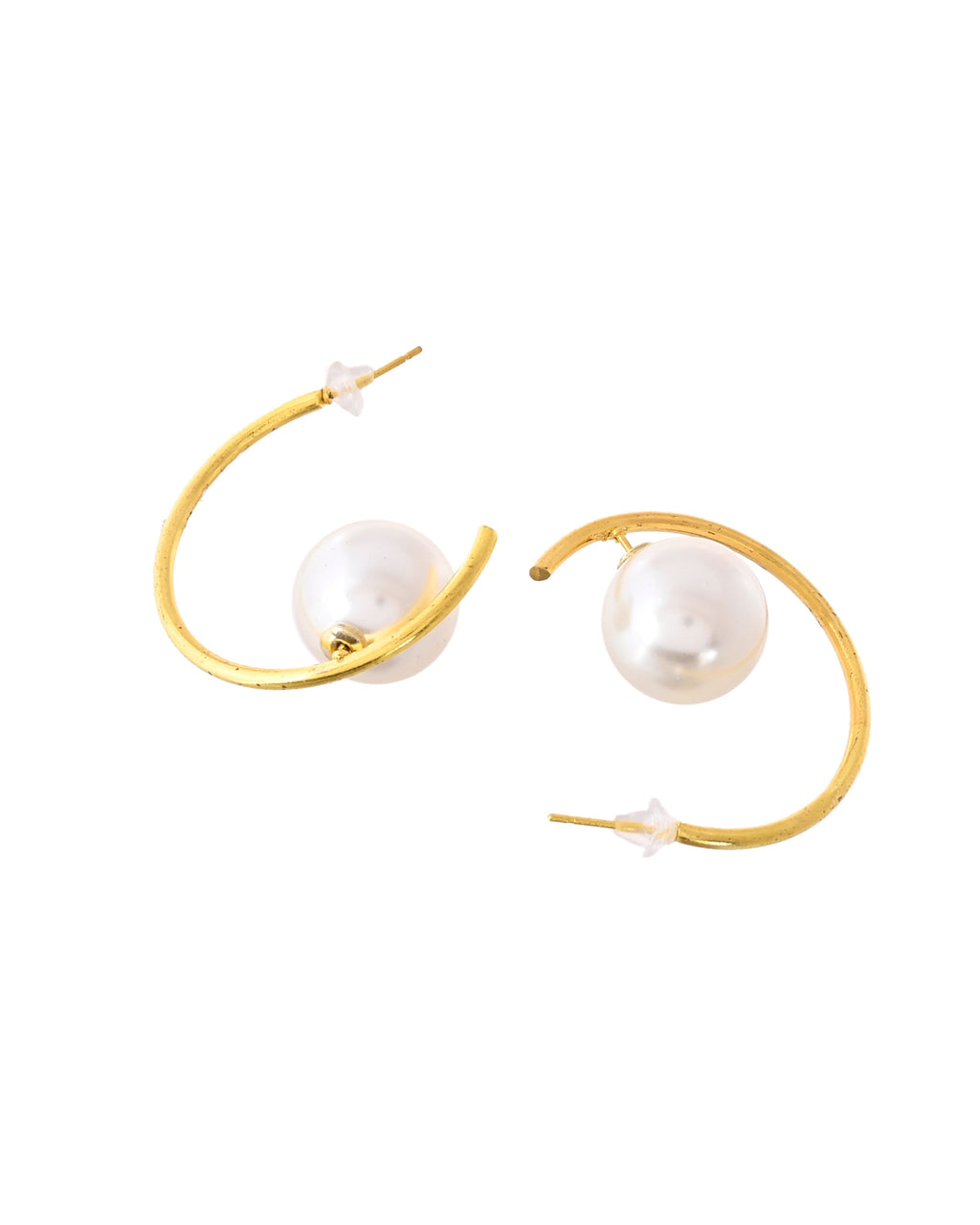 Jewels Nest Golden Halo Pearl Hoops - Distacart