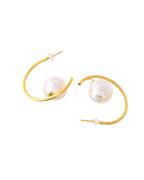 Jewels Nest Golden Halo Pearl Hoops - Distacart