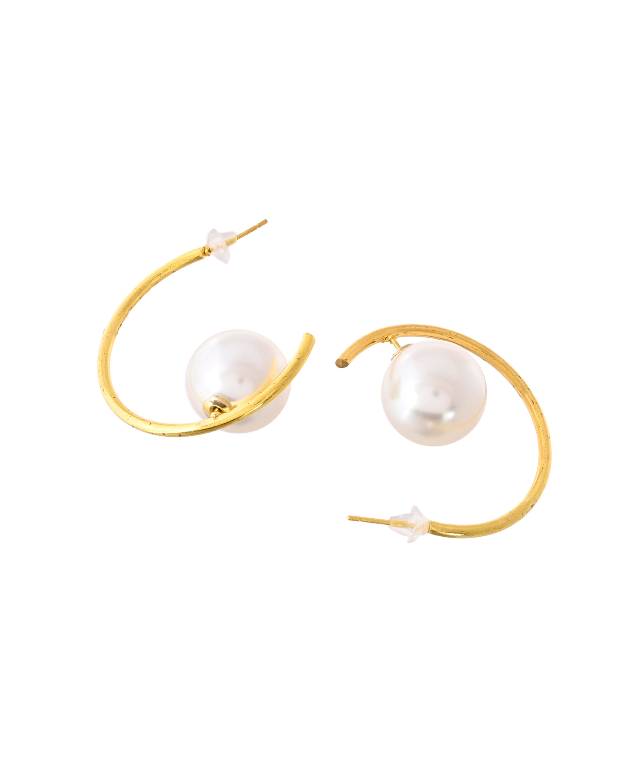 Jewels Nest Golden Halo Pearl Hoops - Distacart
