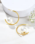 Jewels Nest Golden Halo Pearl Hoops - Distacart