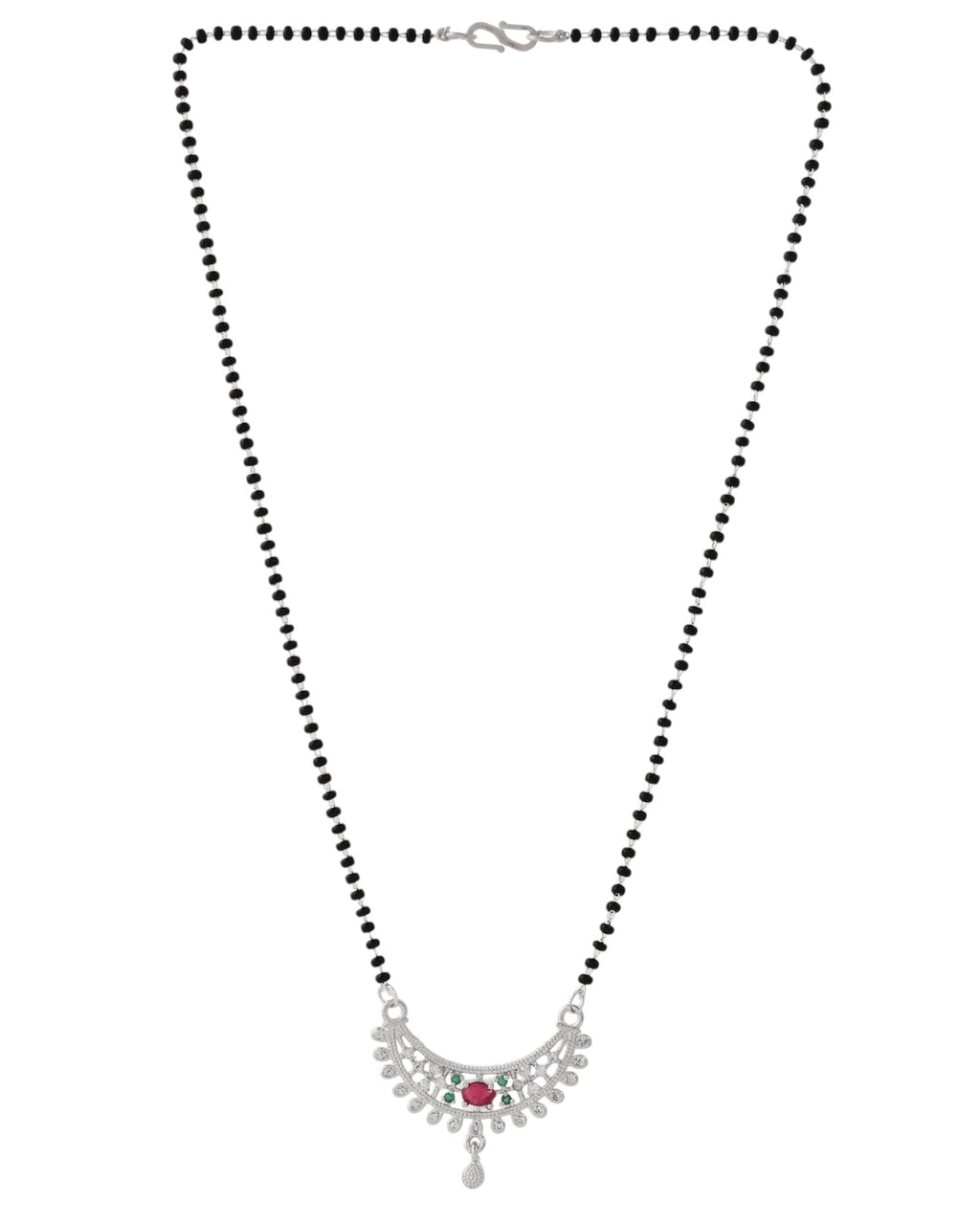 Jewels Nest Elegant Silver-Plated Mangal Sutra with Floral Crystal Pendant - Distacart
