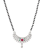 Jewels Nest Elegant Silver-Plated Mangal Sutra with Floral Crystal Pendant - Distacart