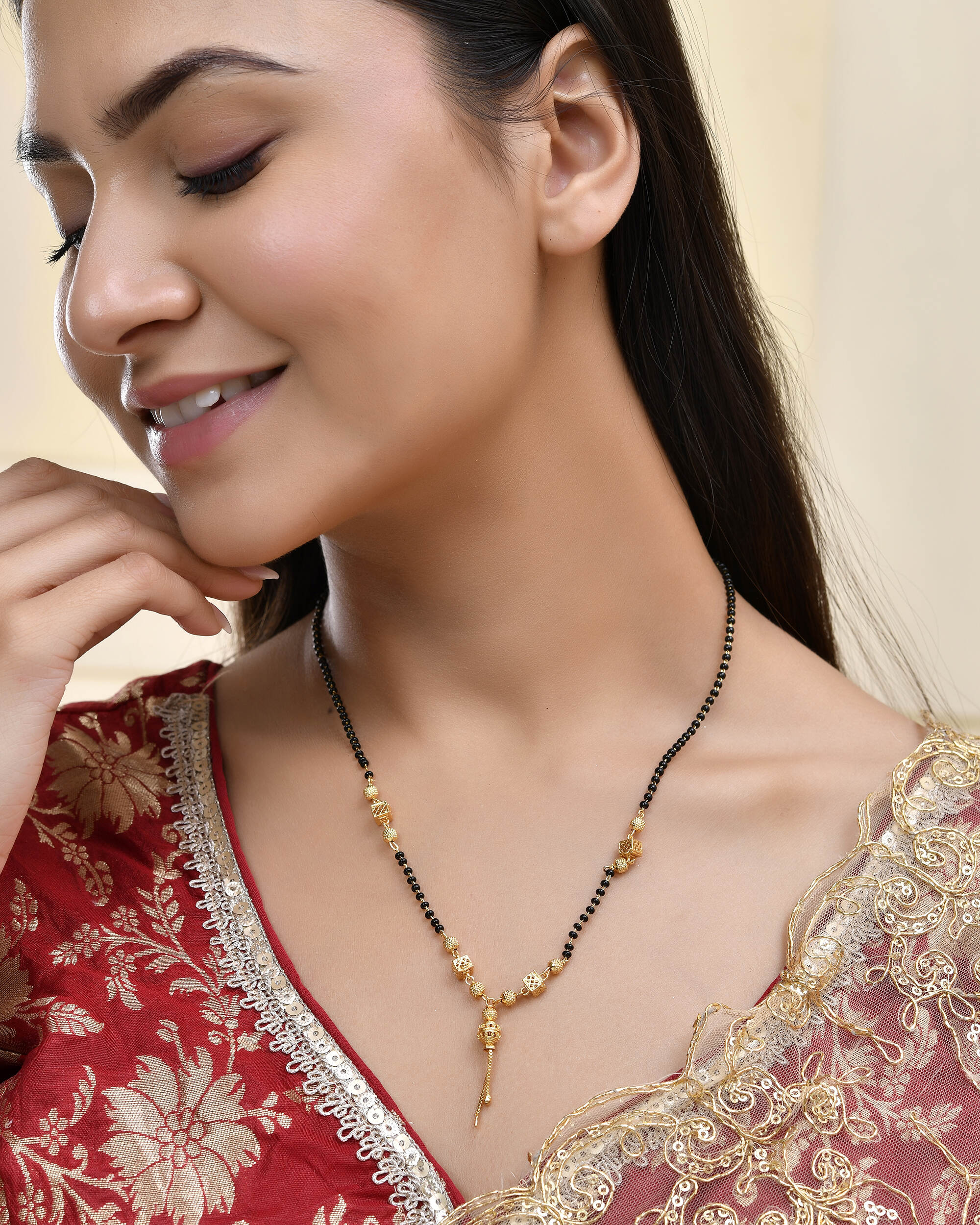 Jewels Nest Traditional Gold-Polished Double-Strand Mangal Sutra - Distacart