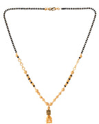 Jewels Nest Graceful Gold-Polished Black Bead Mangal Sutra with Intricate Pendant - Distacart