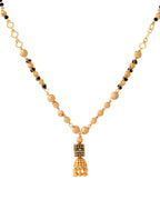 Jewels Nest Graceful Gold-Polished Black Bead Mangal Sutra with Intricate Pendant - Distacart