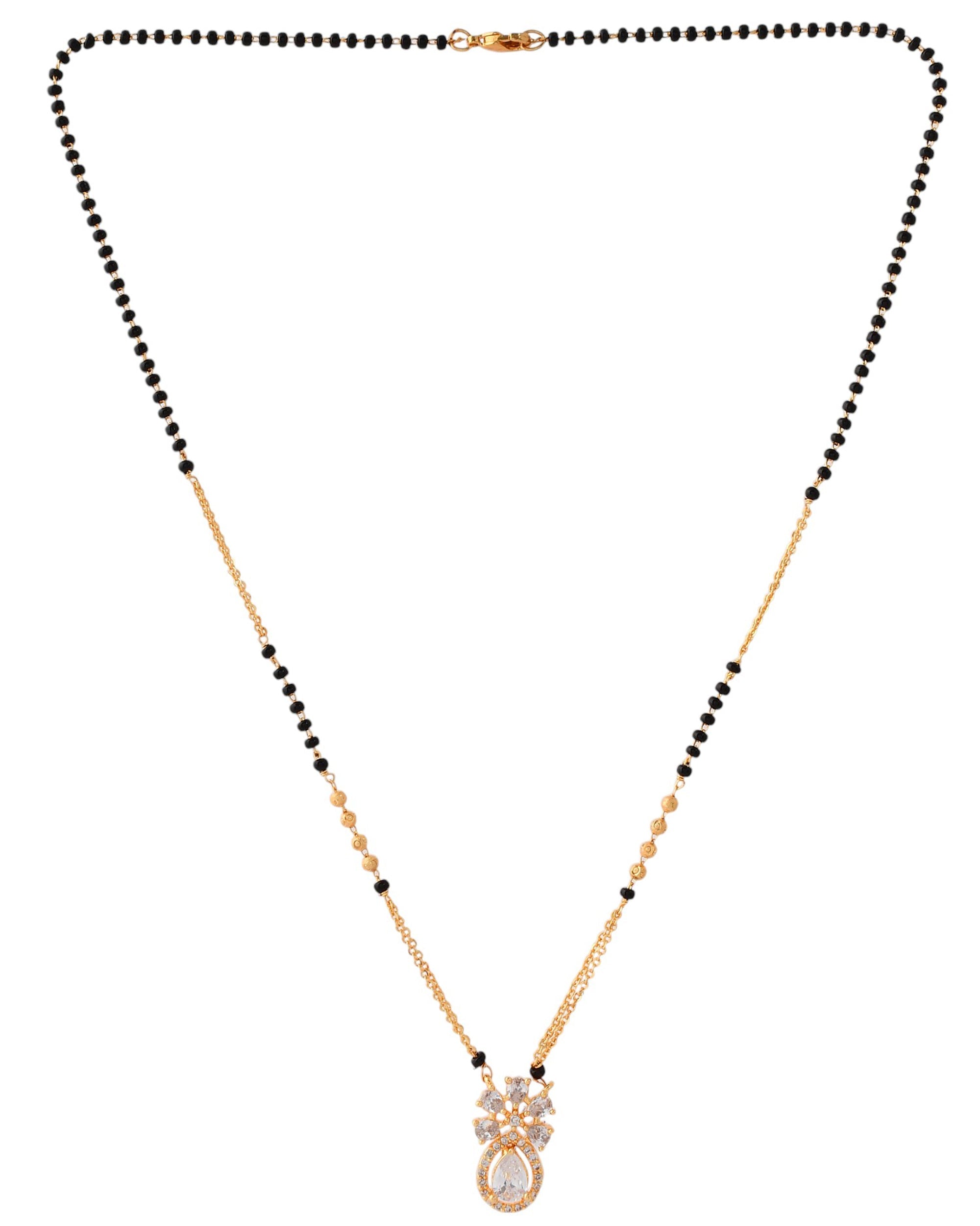 Jewels Nest Elegant Floral Pendant Gold-Polished Mangal Sutra - Distacart