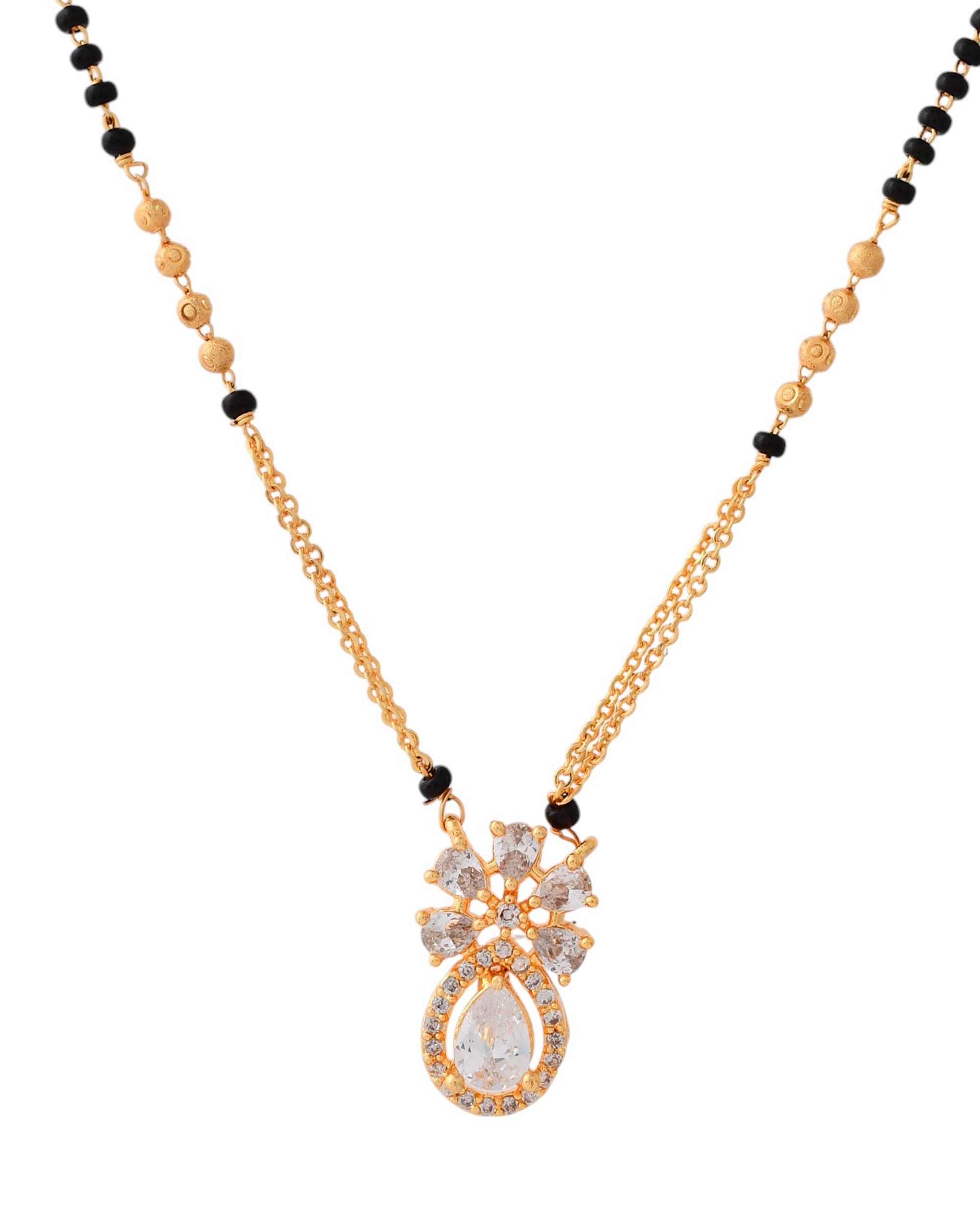 Jewels Nest Elegant Floral Pendant Gold-Polished Mangal Sutra - Distacart