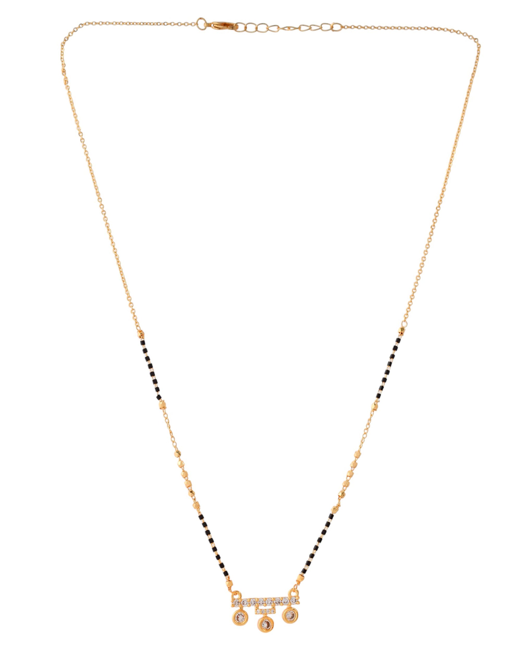 Jewels Nest Sleek Crystal Drop Gold-Polished Mangal Sutra - Distacart