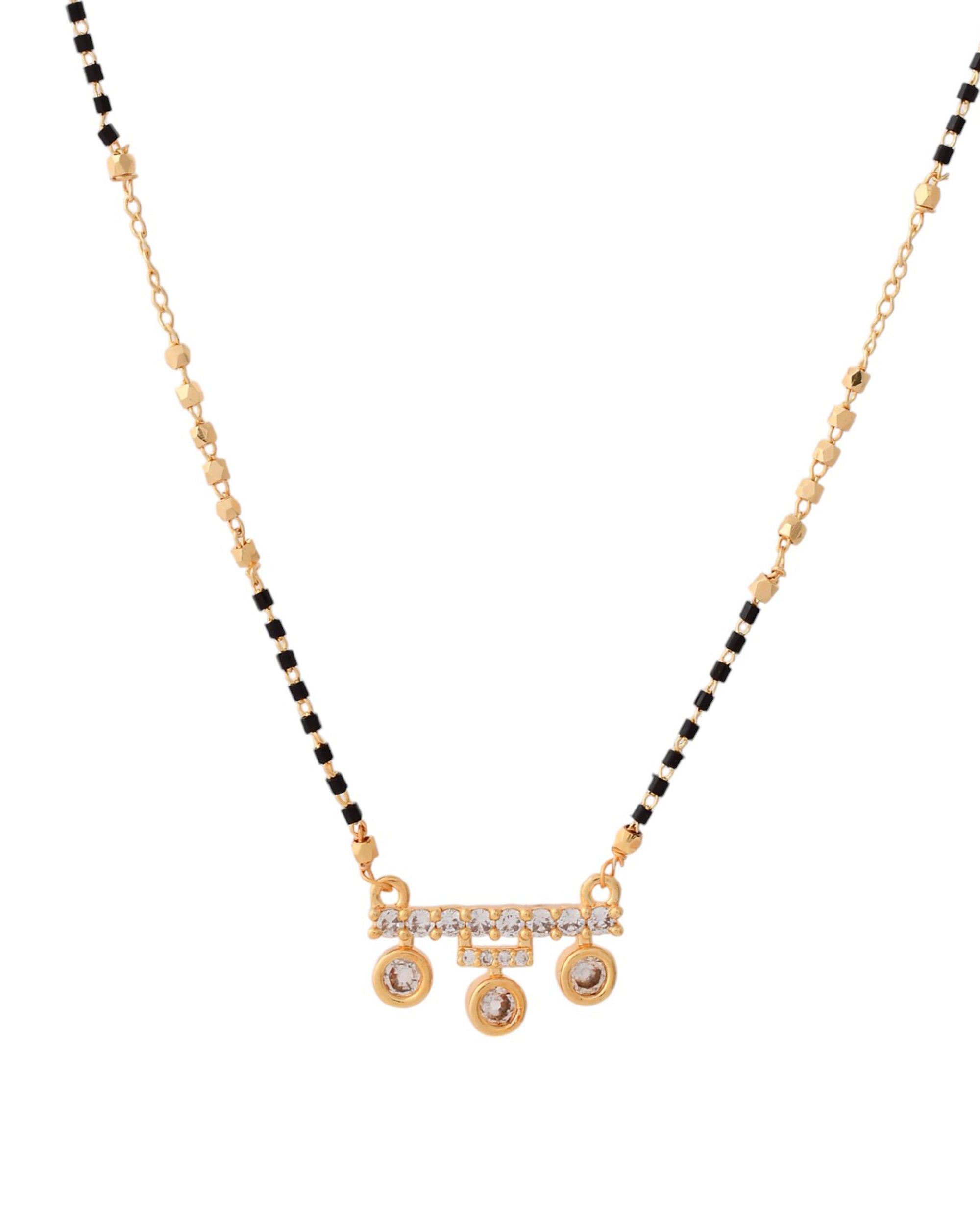 Jewels Nest Sleek Crystal Drop Gold-Polished Mangal Sutra - Distacart