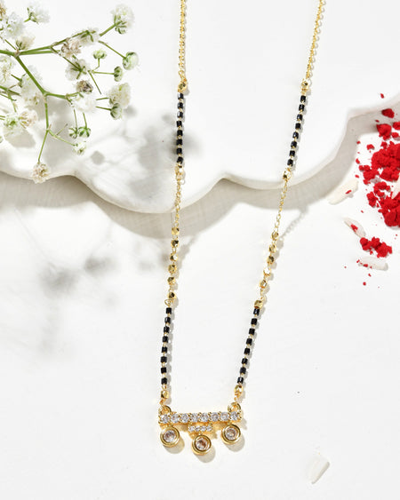 Jewels Nest Sleek Crystal Drop Gold-Polished Mangal Sutra