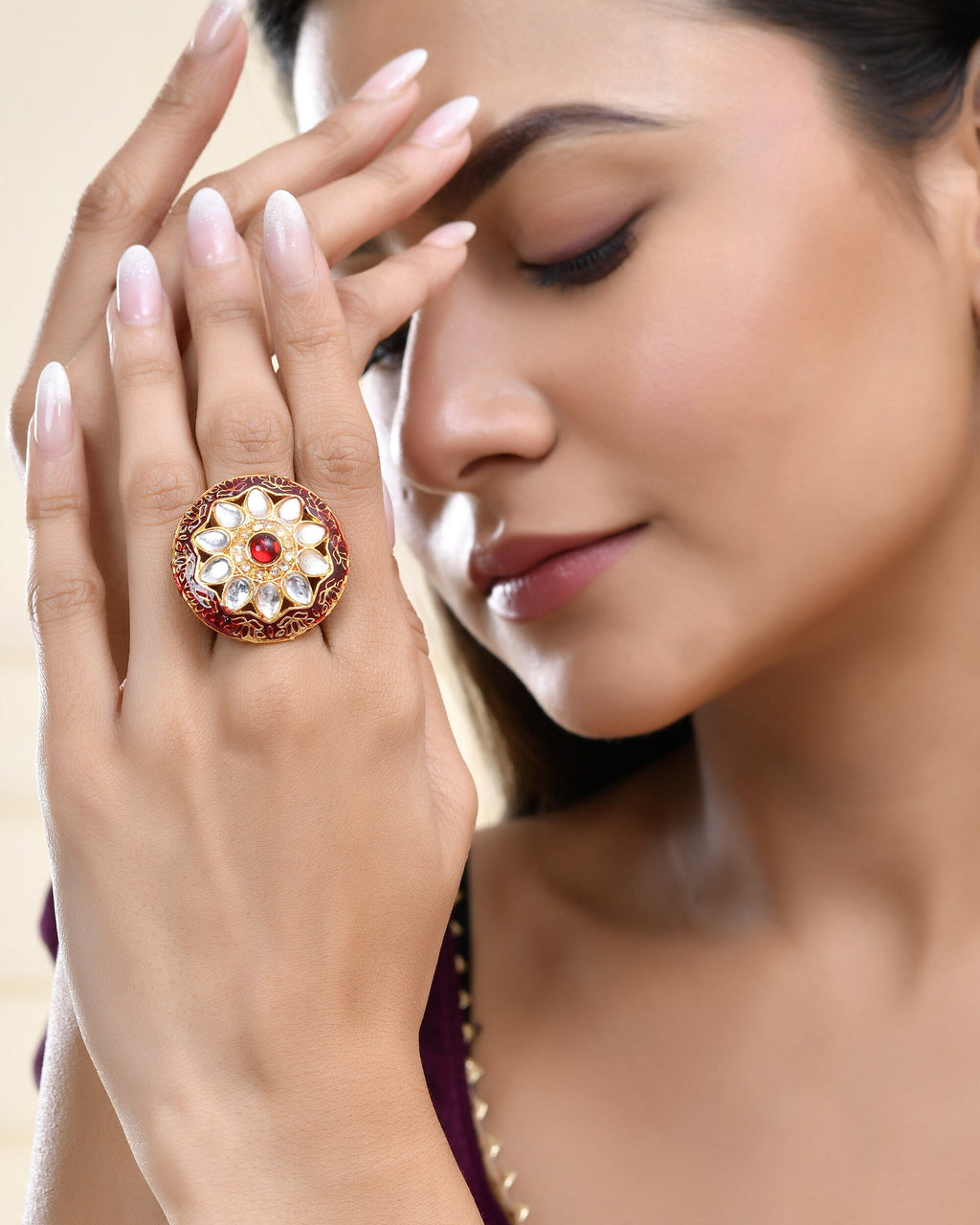 Jewels Nest Traditional Kundan Gold-Polished Rings