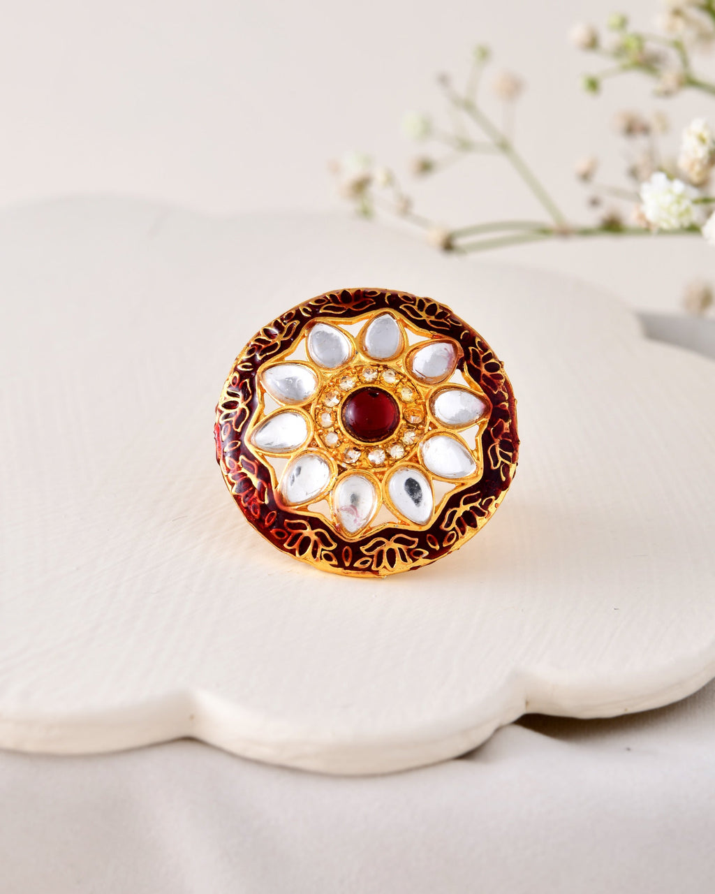 Jewels Nest Traditional Kundan Gold-Polished Rings