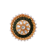 Jewels Nest Exquisite Kundan Meenakari Gold-Polished Rings