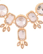 Jewels Nest Gold-Plated AD Stone Choker Necklace with Leaf Motif Detailing for Women