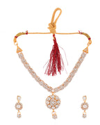 Jewels Nest Glamorous Gold-Plated Crystal Bridal Necklace Set with Earrings & Maang Tikka