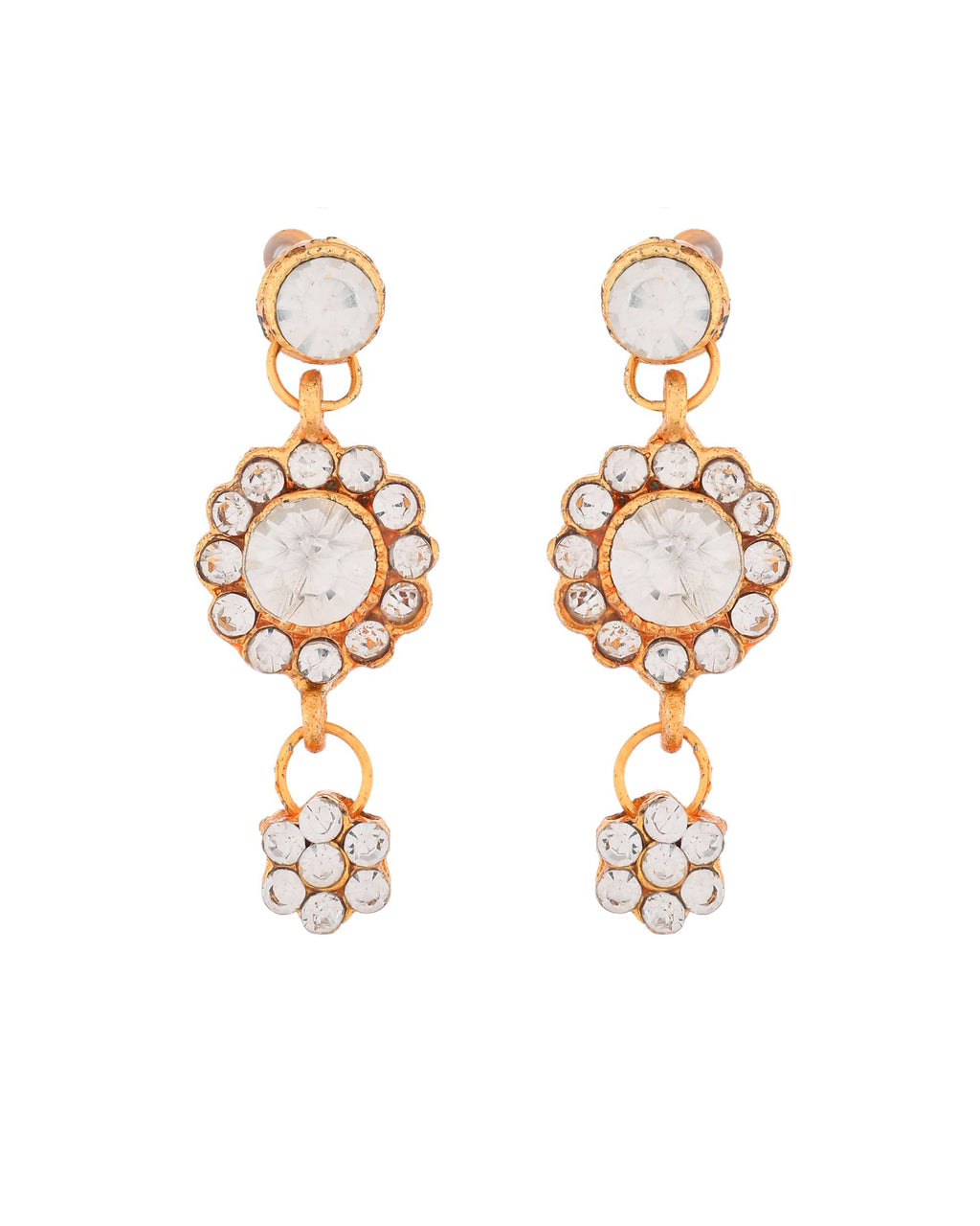 Jewels Nest Glamorous Gold-Plated Crystal Bridal Necklace Set with Earrings & Maang Tikka