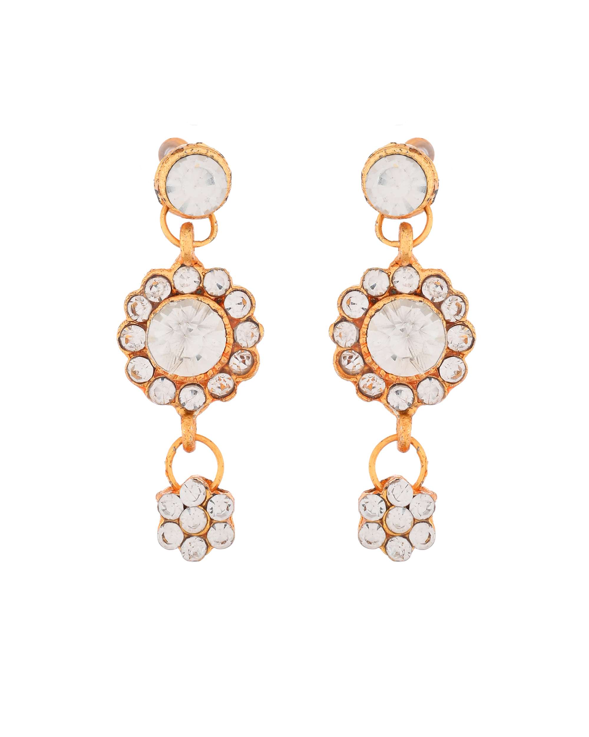 Jewels Nest Glamorous Gold-Plated Crystal Bridal Necklace Set with Earrings & Maang Tikka