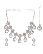 Jewels Nest Elegant Silver-Tone Crystal Drop Necklace for Weddings & Party Wear