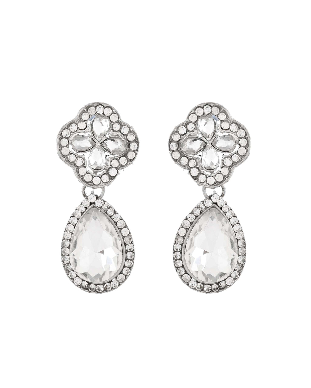 Jewels Nest Elegant Silver-Tone Crystal Drop Necklace for Weddings & Party Wear