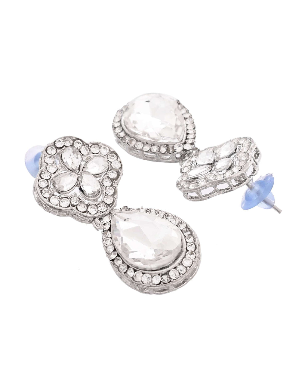 Jewels Nest Elegant Silver-Tone Crystal Drop Necklace for Weddings & Party Wear
