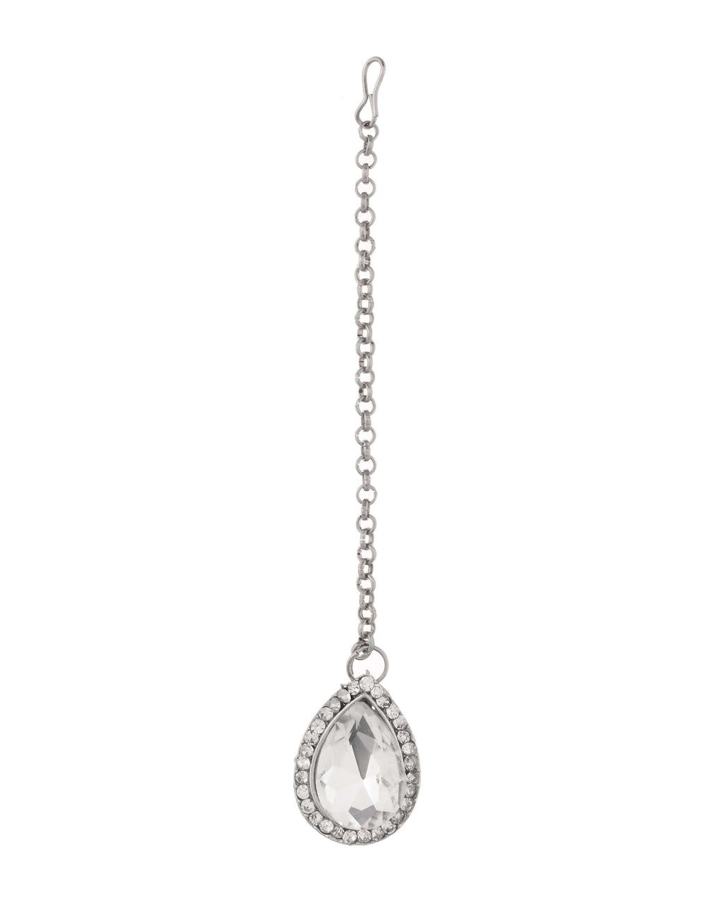 Jewels Nest Elegant Silver-Tone Crystal Drop Necklace for Weddings & Party Wear