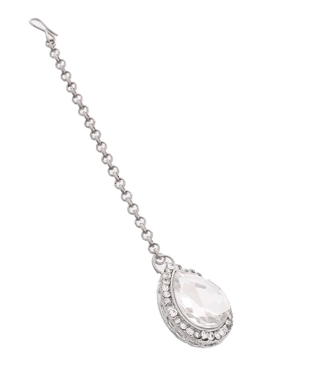 Jewels Nest Elegant Silver-Tone Crystal Drop Necklace for Weddings & Party Wear