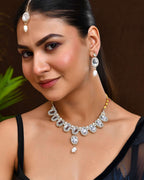 Jewels Nest Elegant White Stone & Pearl Choker Necklace Set with Earrings – Bridal & Festive Wear