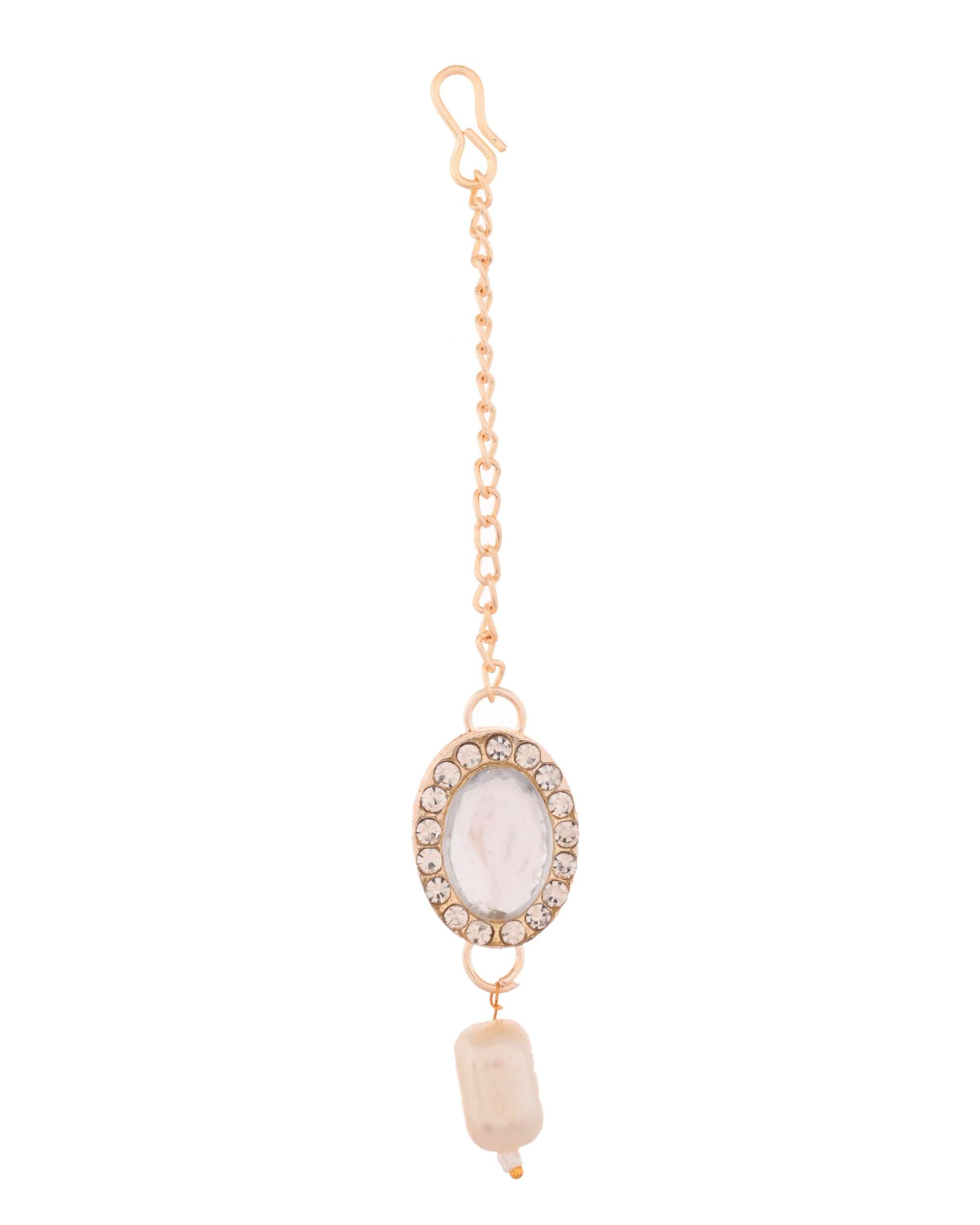 Jewels Nest Elegant White Stone & Pearl Choker Necklace Set with Earrings – Bridal & Festive Wear