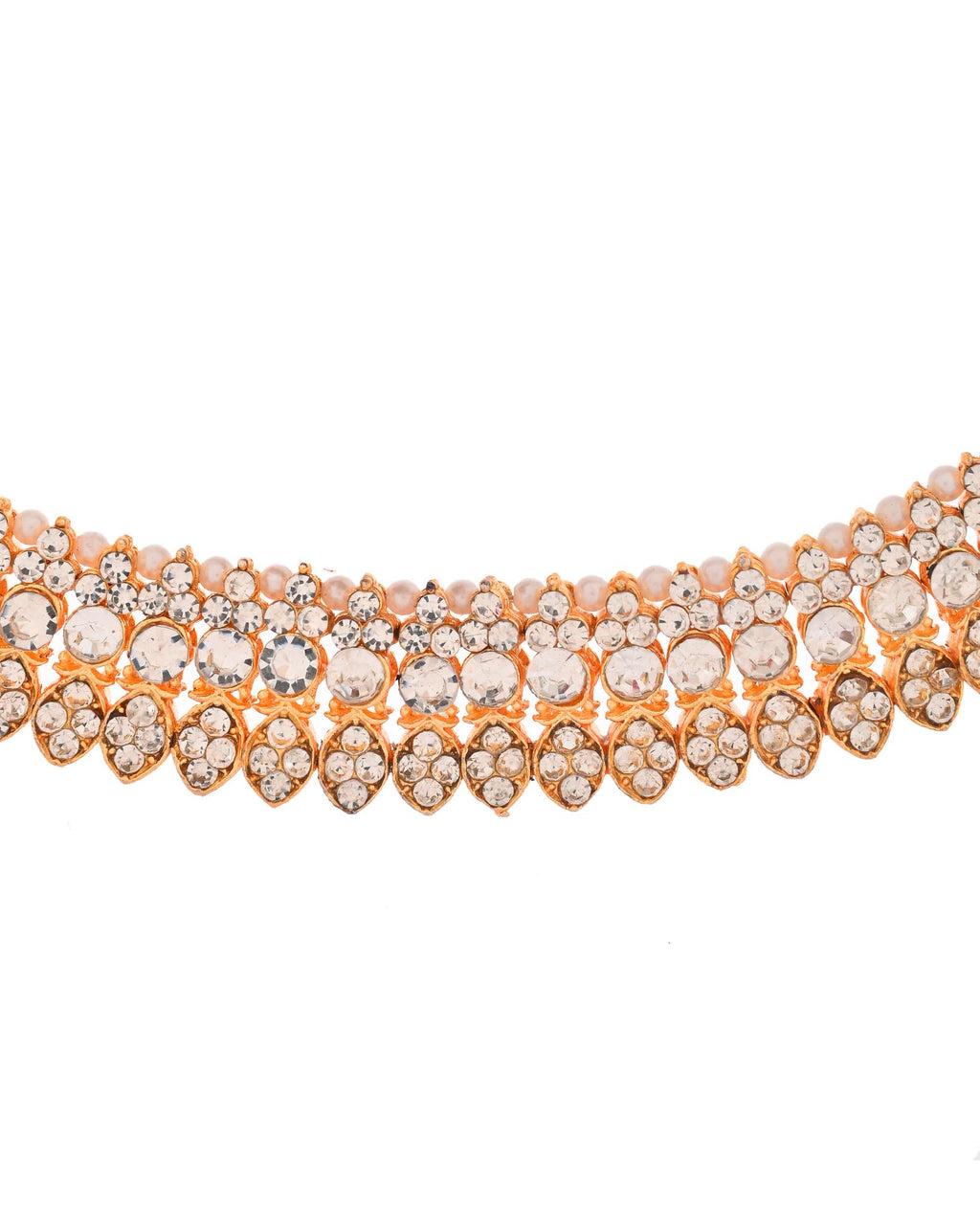 Jewels Nest Gold-Plated American Diamond Studded & Beaded Choker Jewellery Set