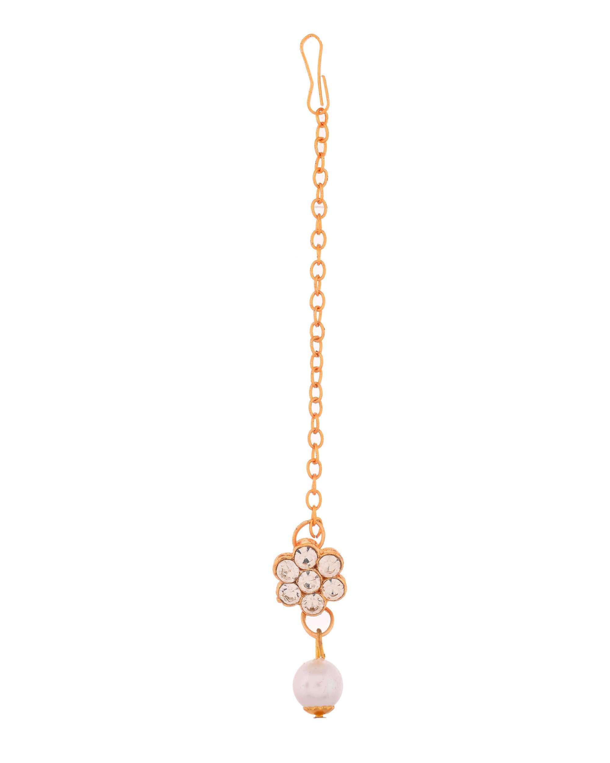 Jewels Nest Gold-Plated American Diamond Studded & Beaded Choker Jewellery Set