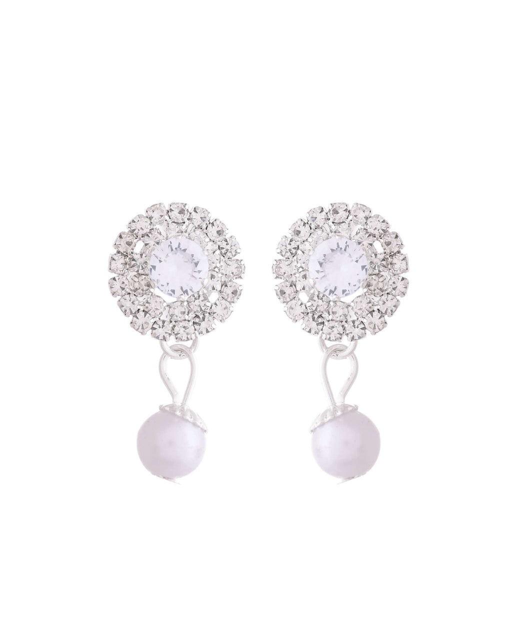 Jewels Nest American Diamond-Studded & Pearl Droplet Silver Choker Set