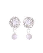 Jewels Nest American Diamond-Studded & Pearl Droplet Silver Choker Set