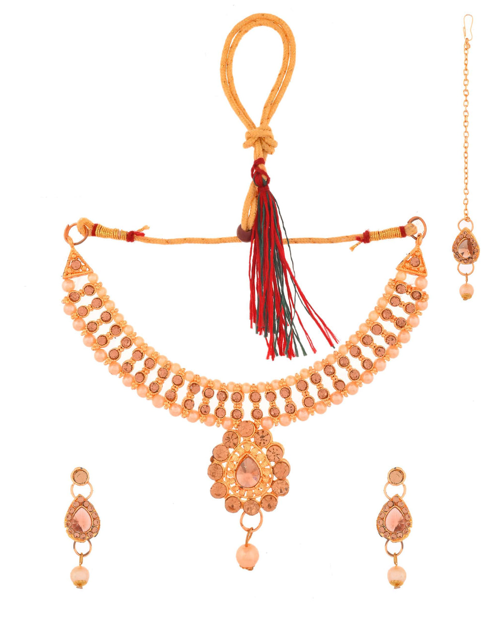 Jewels Nest Royal Look Kundan-Style Beaded Gold Jewellery Set